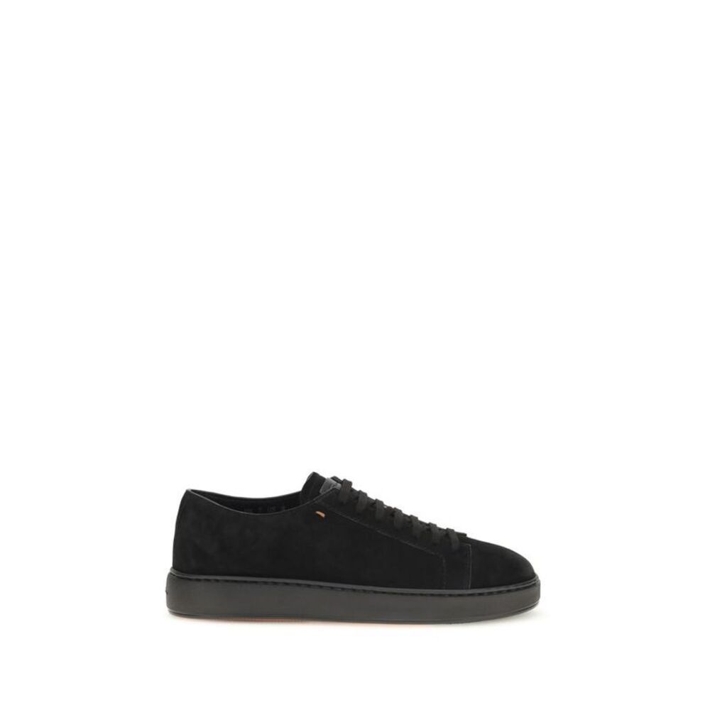 Santoni Black Calf Leather Bos Taurus Low Top Men's Sneakers